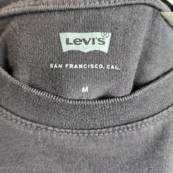 Levis Sleeveless TShirt Top Water Less Grey Charcoal Cotton Graphic Print Tank M - Picture 2 of 10